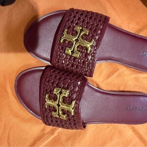 Maroon Slides with Gold Emblem